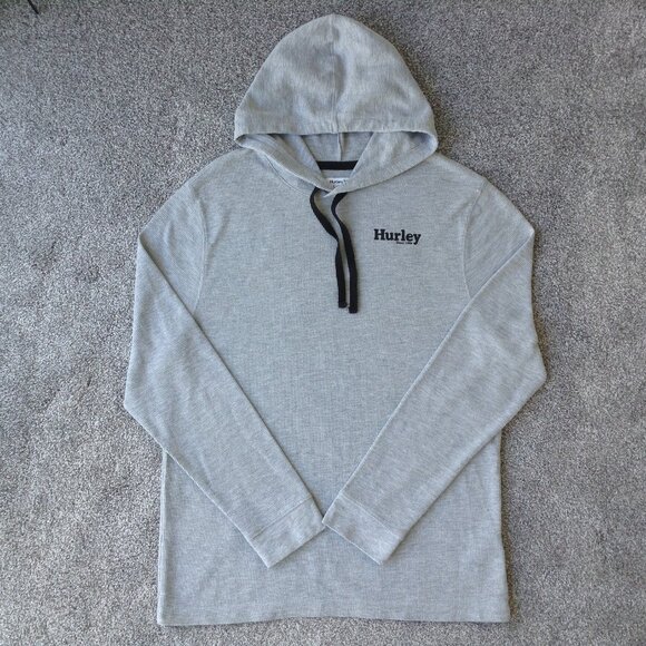 ⭐HURLEY LONG SLEEVE HOODED SHIRT In Gray, size L⭐ - Picture 1 of 5